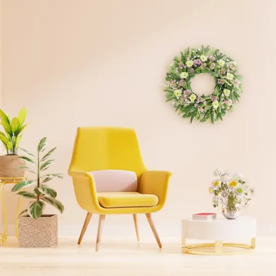 24" Artificial Poppy Spring Wreath {5}