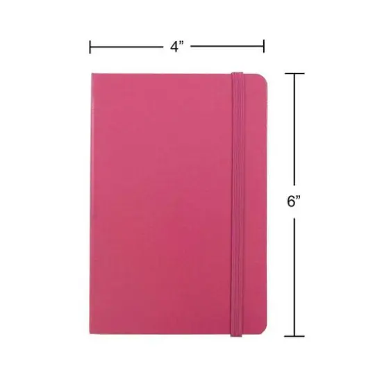 JAM Paper Travel Size Hardcover Notebook with Elastic Band Pink Berry {7}