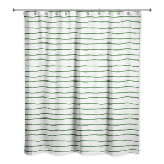 Green Painted Stripes Shower Curtain {1}