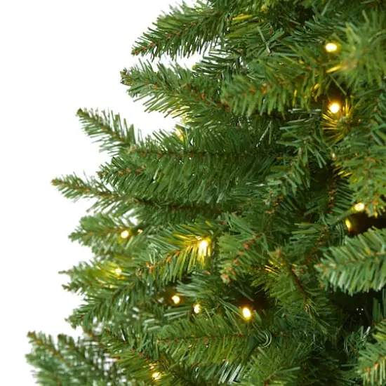 6.5ft. Pre-Lit Green Valley Fir Artificial Christmas Tree with Clear LED Lights {4}