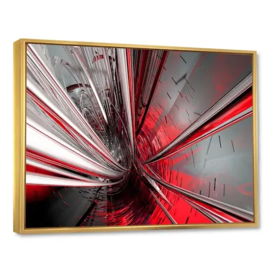 Designart - Fractal 3D Deep into Middle - Abstract Framed Canvas Art Print Gold {1}