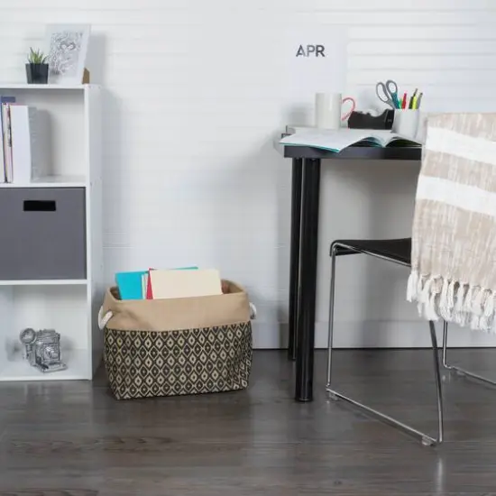 DII&reg; Medium Ikat Rectangle Burlap Bin Black {7}