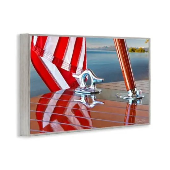 Stupell Industries Flag On Boat Hull Framed Giclee Art Gray {4}