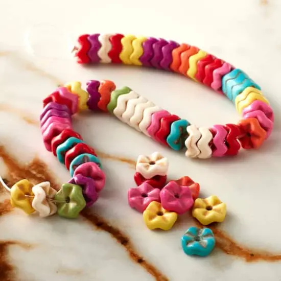 Multicolored Reconstituted Howlite Wave Disc Beads, 8mm by Bead Landing&trade; {3}
