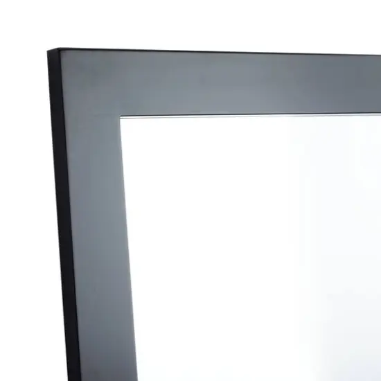 42" Black Rectangle Wood Contemporary Wall Mirror {4}