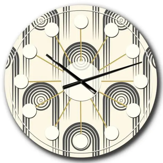 Designart 'Retro Curved Minimal Geometric Ornament Ii Mid-Century Modern Wall Clock {1}