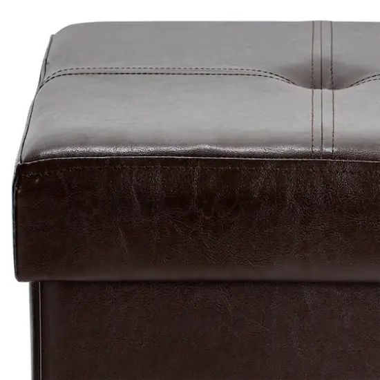 Simplify Faux Leather Double Folding Storage Ottoman Chocolate {7}