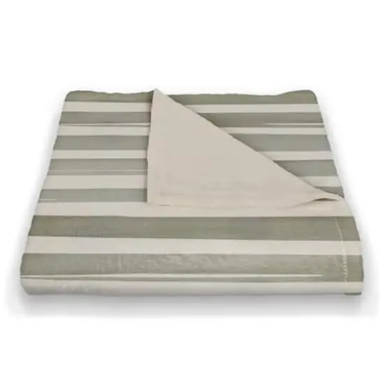 Watercolor Stripes Coral Fleece Blanket Green/White {3}