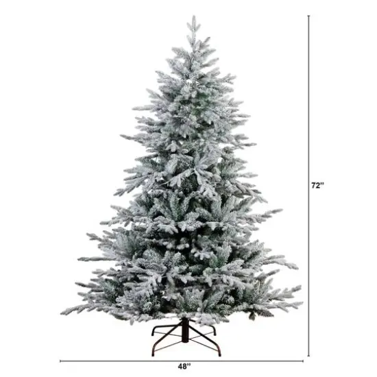 6ft. Pre-Lit Fraser Fir Flocked Artificial Christmas Tree with Instant, Warm White LED Lights {11}