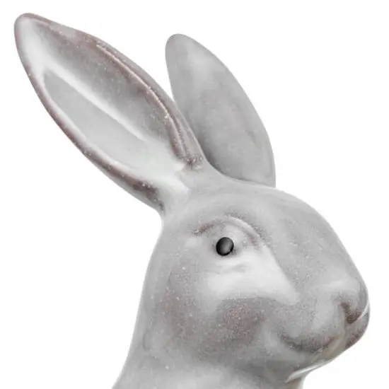 Hello Honey&reg; 8" White Stoneware Rabbit Figurine with Flower Shaped Bowl {8}