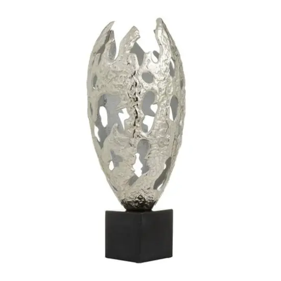 Silver Aluminum Contemporary Sculpture, 23" x 10" x 10" {4}