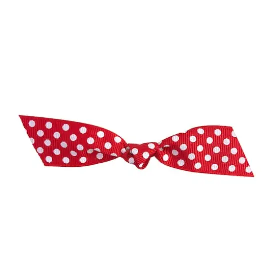 JAM Paper 7/8" Grosgrain Dots Twist Tie Flair Bows, 100ct. Red/White {1}