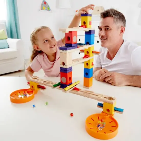 Hape Quadrilla Wooden Music Motion Marble Run Construction Set {3}