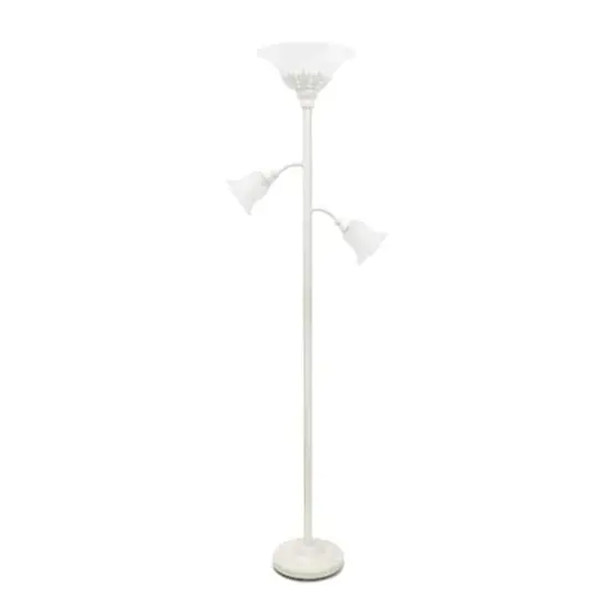 Lalia Home Torchiere Floor Lamp with 2 Reading Lights White/White Shades {1}