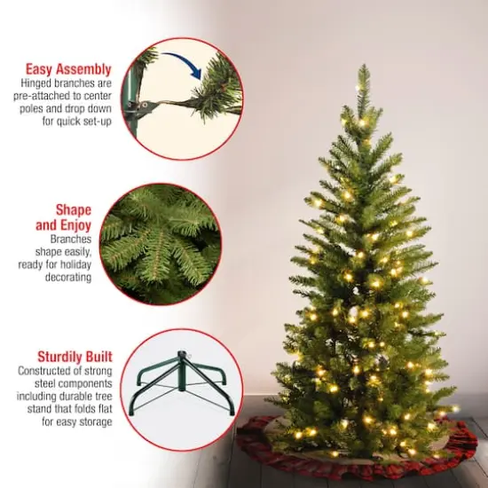 4.5 ft. Pre-lit Kingswood Fir Pencil Artificial Christmas Tree, Clear Lights {6}