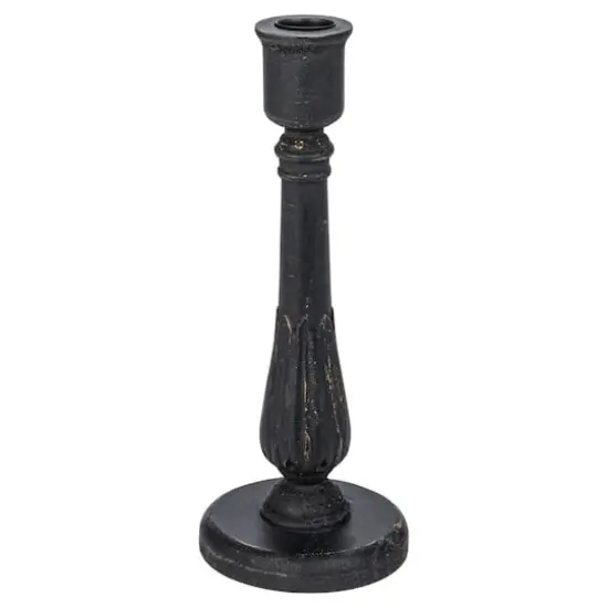 Hello Honey&reg; Round Black Wood Taper Candle Holder Set {11}