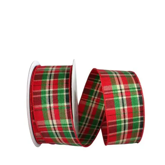 JAM Paper 2.5" x 20yd. Country Twill Wired Edge Plaid Ribbon {1}