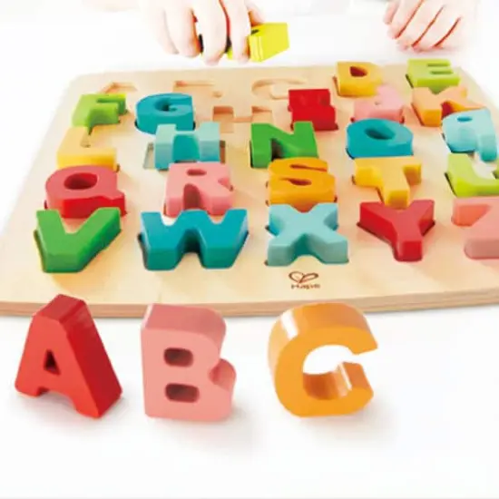 Hape Alphabet Wooden Blocks Learning Puzzle {3}