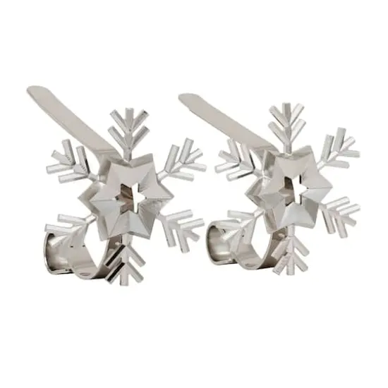 Original MantleClip&reg; Silver Snowflake Icons Stocking Holders, 2ct. {1}