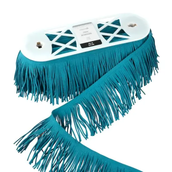 3.75" Flocked Fringe Trim by Celebrate It&reg; Blue {3}