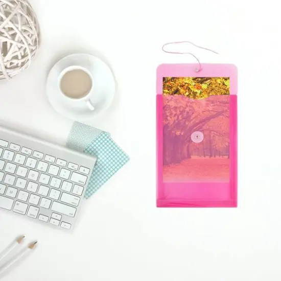 JAM Paper 6.25" x 9.25" Button & String Tie Closure Plastic Envelopes, 12ct. Fuchsia Pink {7}