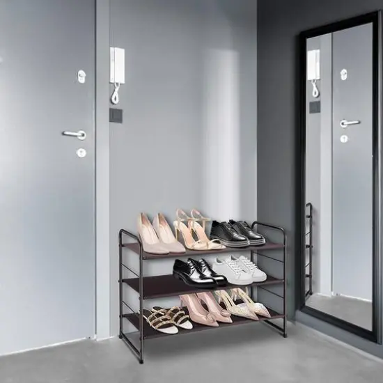 NEX&trade; Oumilen Bronze 3-Tier Stackable Shoe Rack {6}