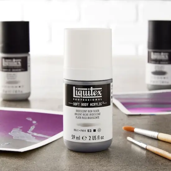 Liquitex&reg; Professional Soft Body Acrylic Bottle, 2oz. Iridescent Rich Silver {3}