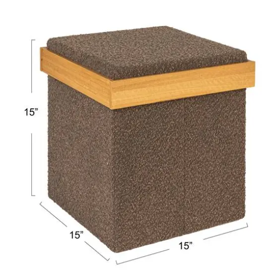 Household Essentials Versatile Boucle Ottoman with Hidden Storage Brown {7}
