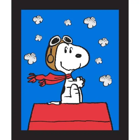 Peanuts Blue Snoopy Red Baron Panel Cotton Fabric {1}