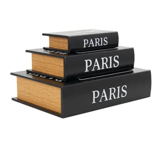 Black Eiffel Tower Paris Storage Book Box Set {4}