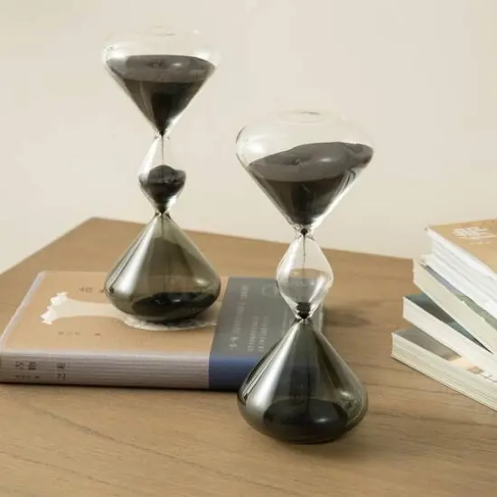 Glitzhome&reg; 7.75" Tri-Layer Two-Tone Color Hourglasses with Black Sand, 2ct. {7}