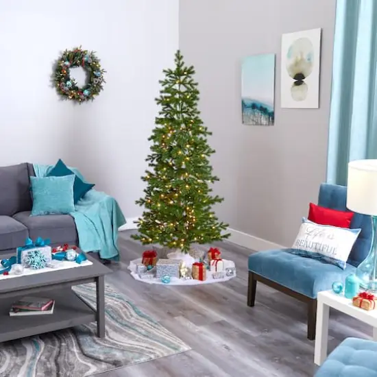 6.5ft. Pre-Lit Big Sky Spruce Artificial Christmas Tree with Clear Warm Multifunction LED Lights {8}