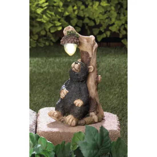 9.75" Black Bear Solar Statue {3}