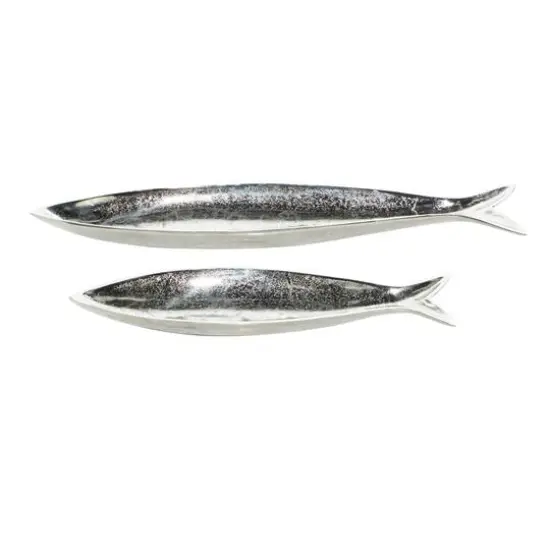 CosmoLiving by Cosmopolitan Aluminum Fish Tray Set Silver {4}