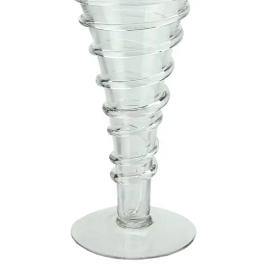15.75" Clear Transparent Spiral Glass Trumpet Vase {3}