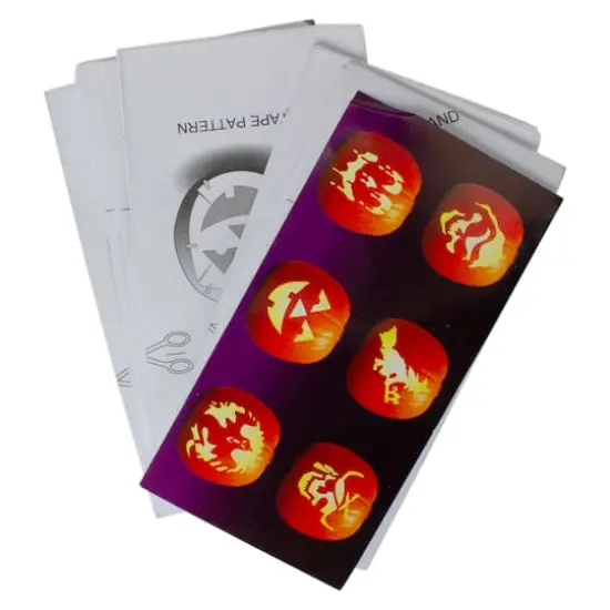 Orange & Blue Pumpkin Carving Kit with Stencils {3}