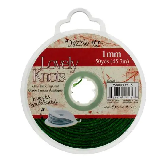 John Bead Lovely Knots 1mm Asian Knotting Cord with Bobbin, 50yd. Olive {4}