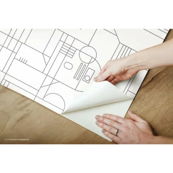 RoomMates Star Wars R2D2 Geometric Peel & Stick Wallpaper White and Gray {6}