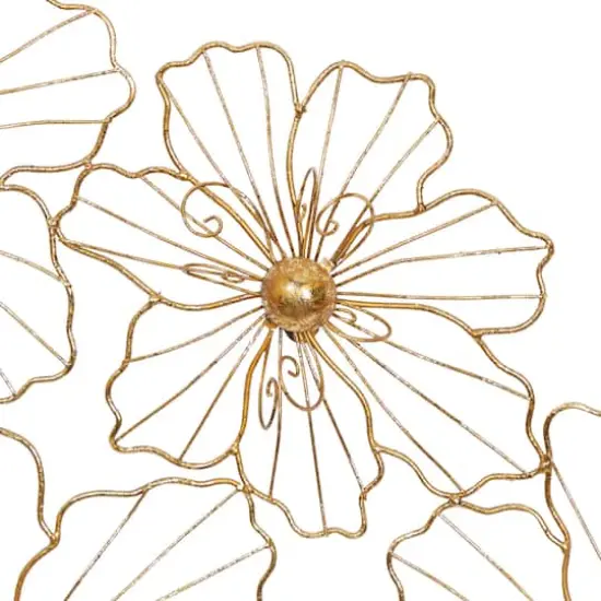 Gold Metal Modern Floral Wall Decoration {3}