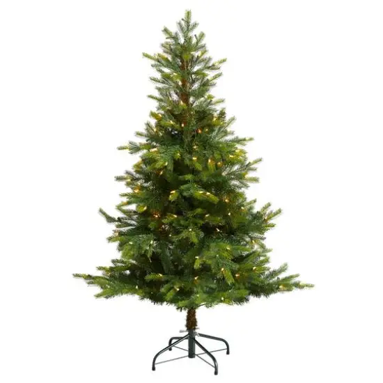 5ft. Pre-Lit North Carolina Spruce Artificial Christmas Tree, Clear LED Lights {1}