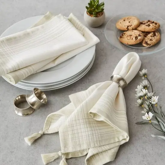 DII&reg; Natural Variegated Stripe with Tassel Cloth Dinner Napkins, 6ct. {6}