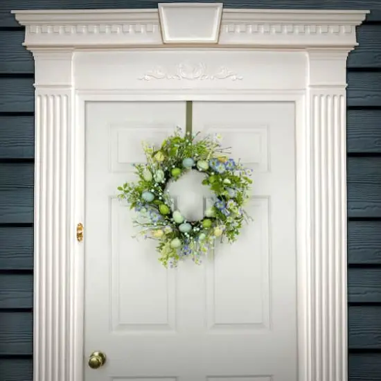 20" Flowering Blue & Green Easter Wreath {3}