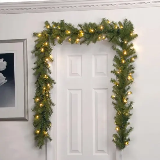 9ft. Norwood Fir Garland, Soft White LED Lights {3}