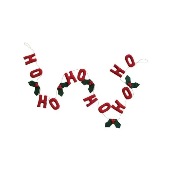 Hello Honey&reg; 6ft. Handmade Wool Felt "HO HO HO" with Holly Leaves & Berries Garland {1}