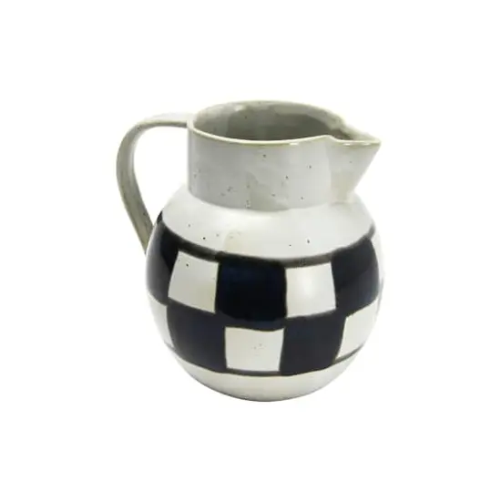 Hello Honey&reg; Ivory & Black Painted Checker Farmhouse Stoneware Pitcher {1}