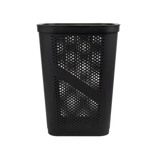Mind Reader 60L Black Ventilated Slim Laundry Hamper with Cut Out Handles & Hinged Lid {6}