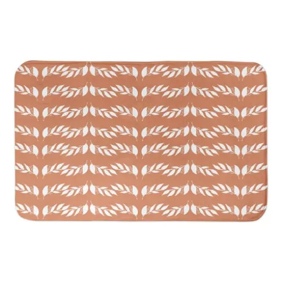 Orange & White Leaves Bath Mat {1}