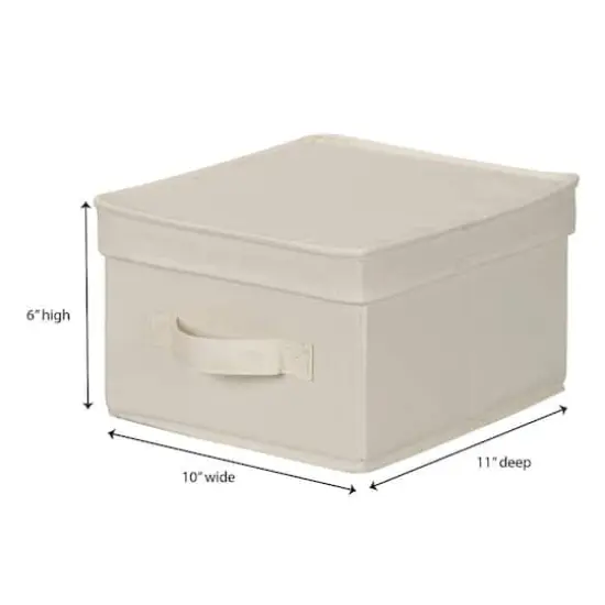 Household Essentials Medium Natural Canvas Storage Bin with Lid {5}
