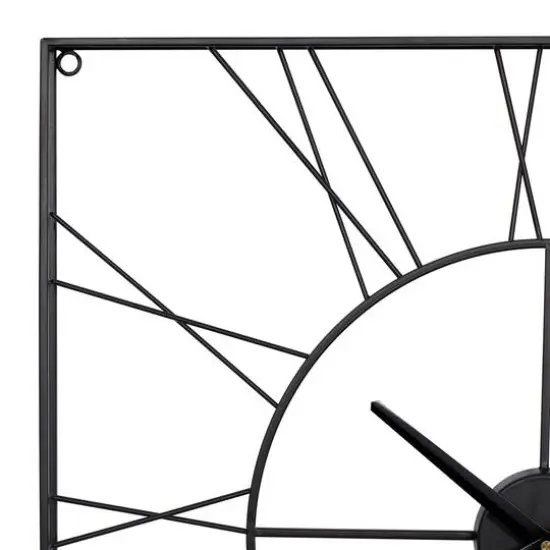 CosmoLiving by Cosmopolitan 24" Metal Square Wall Clock Black {4}