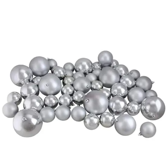 50ct. Silver Splendor Shatterproof 2-Finish Christmas Ball Ornaments {1}